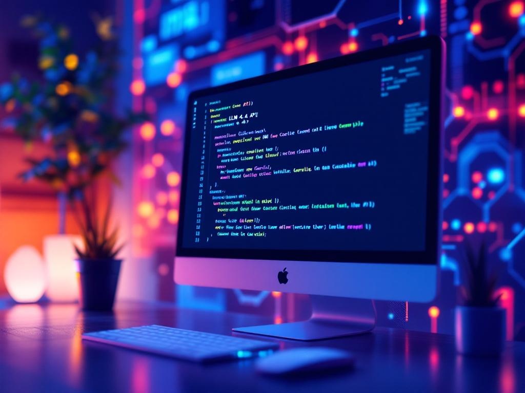 GLM-4.6 API 호출을 위한 Python 코드 예시와 환경 설정 아이콘들이 보이는 화면